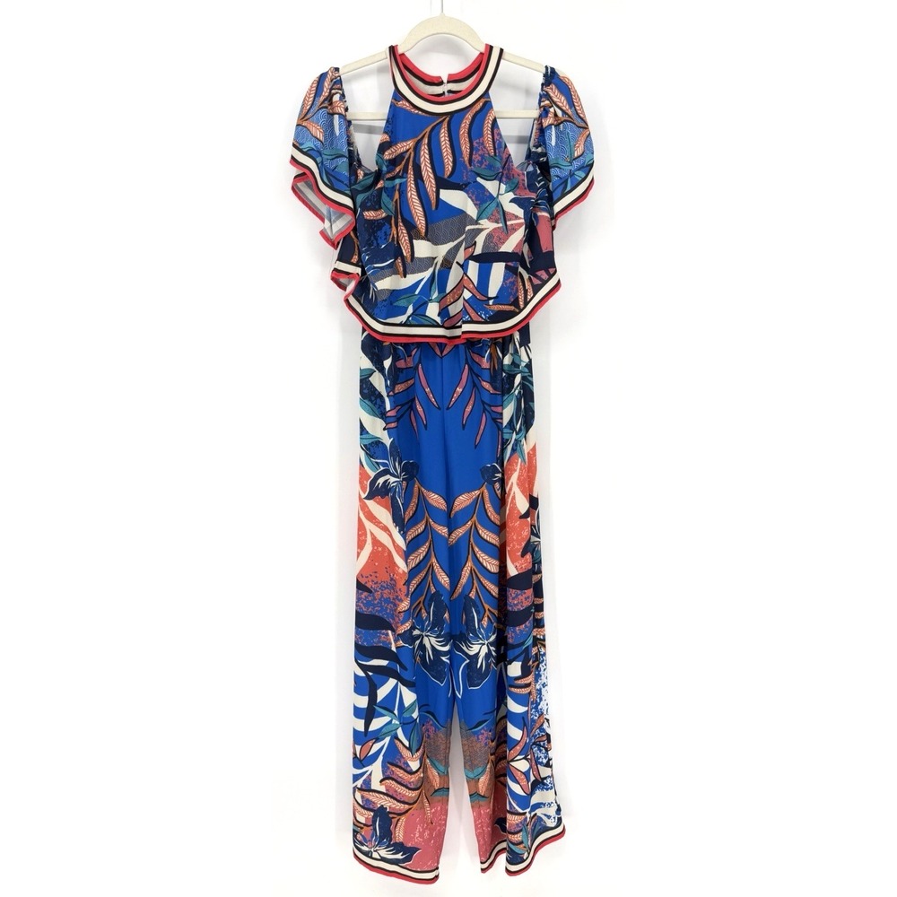 NWT Flying Tomato Jumpsuit Small Multicolor Tropical Print Resortwear Eclectic